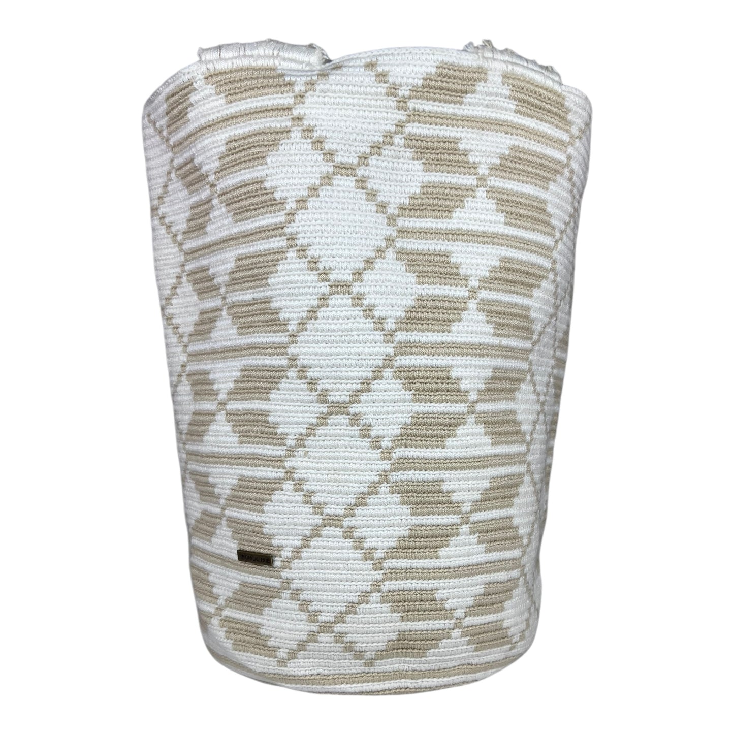 Beige and White Tote Bag