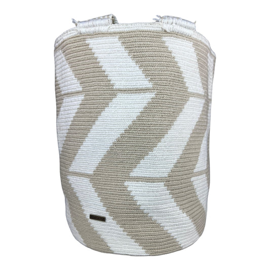 Beige and White Tote