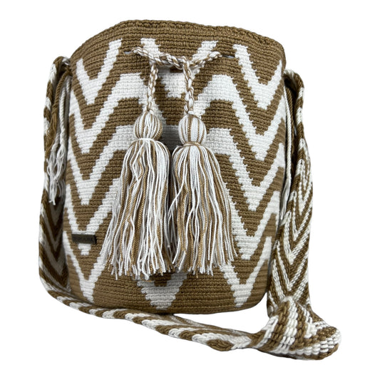 Brown and White Small Bag