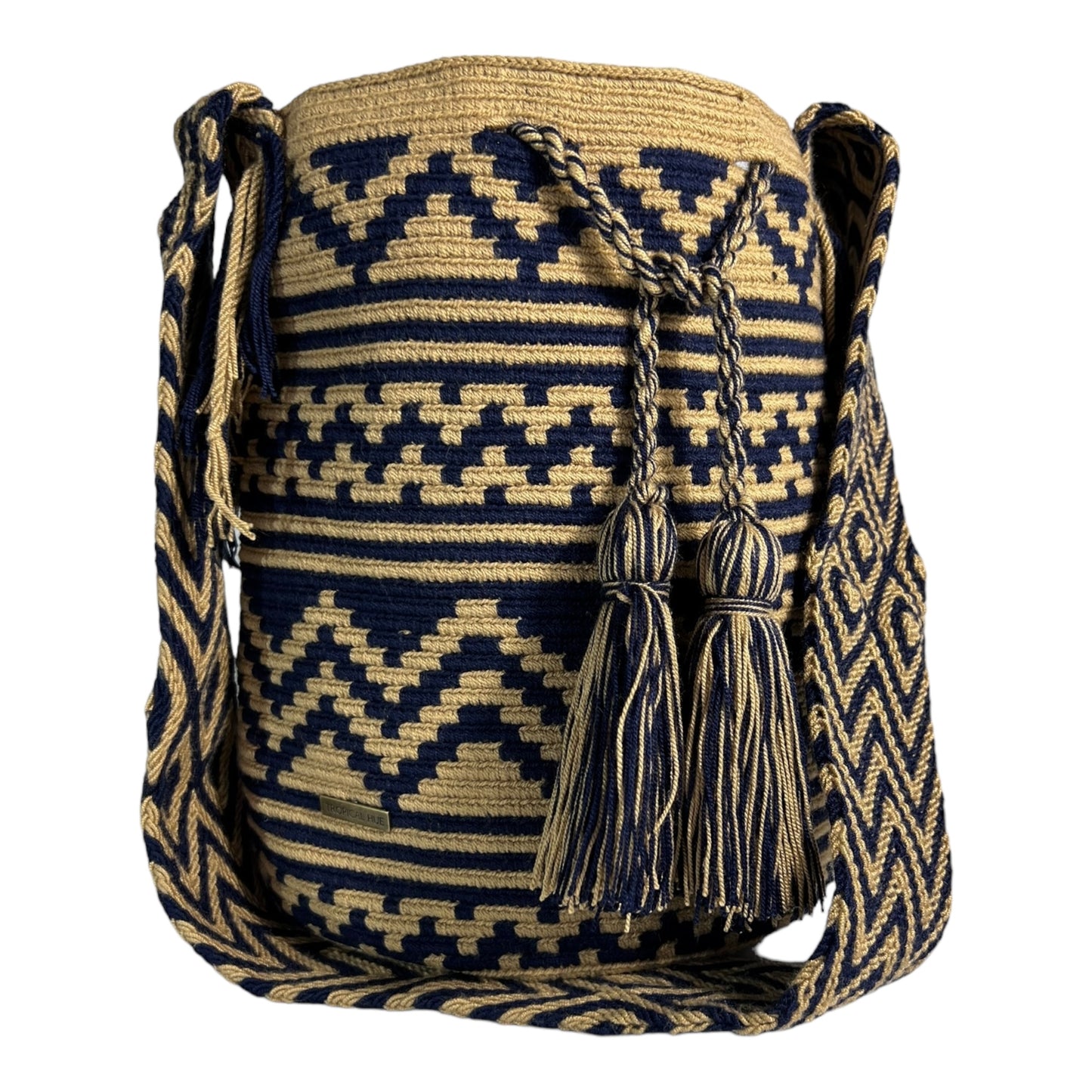 Navy Blue and Camel Medium Bag