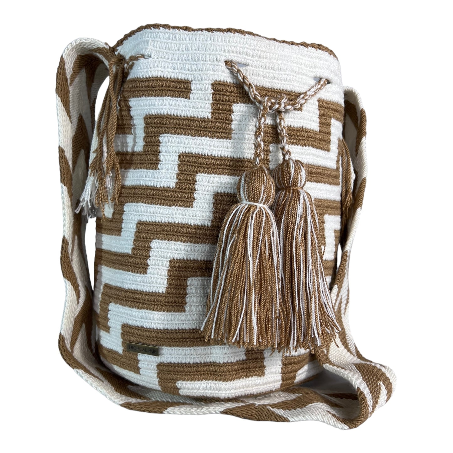 Brown and White Medium Bag